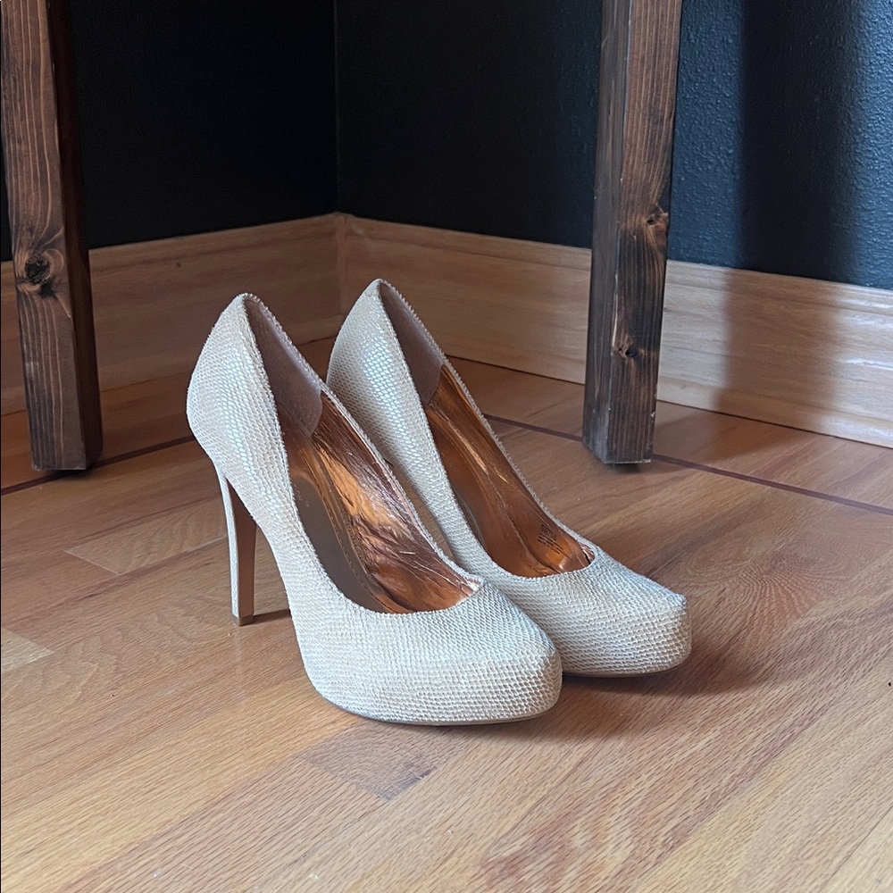 BCBGeneration Cream Textured Heels
